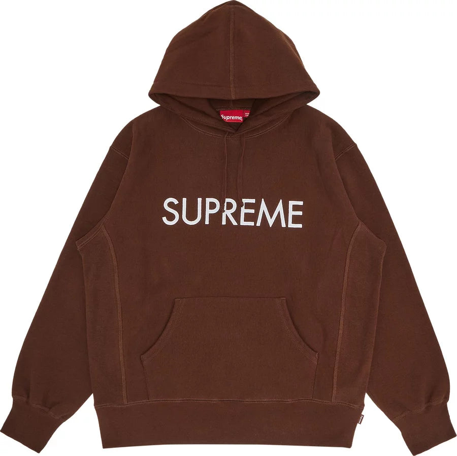 Promo Supreme Capital Hooded Sweatshirt Dark Brown