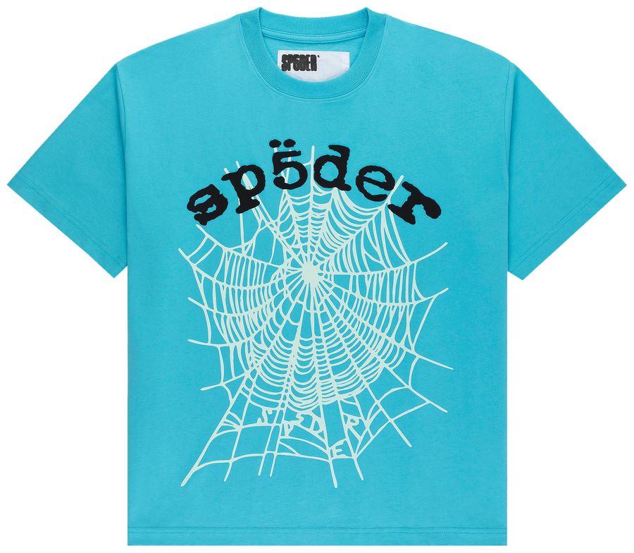 Sp5der Og Web v2 Cyan Tee