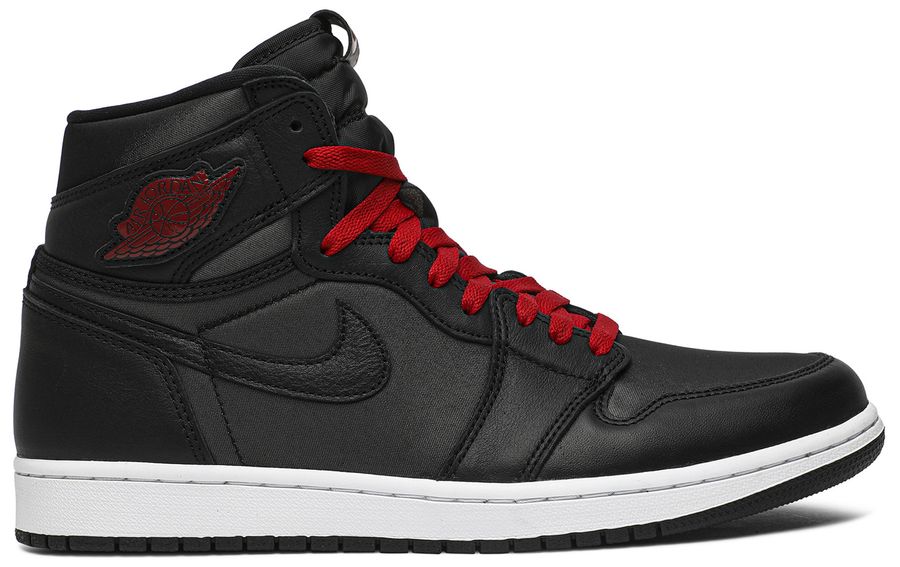 USED Jordan 1 Retro High Black Satin Gym Red