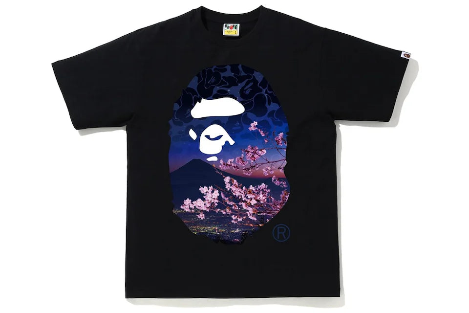 BAPE Sakura Photo Ape Head Tee Black
