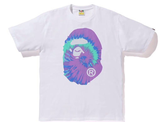 Bape Pigment Tie Dye Bape Big Head Tee White
