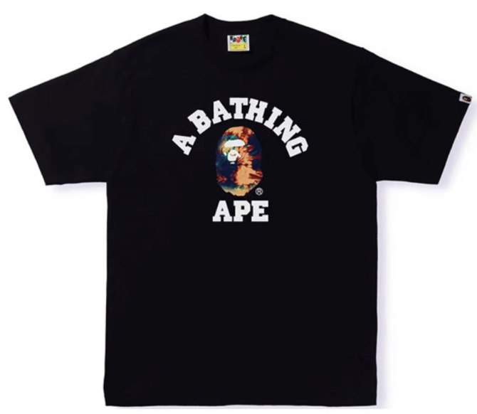 BAPE Abc Dark Tie Dye Tee Black