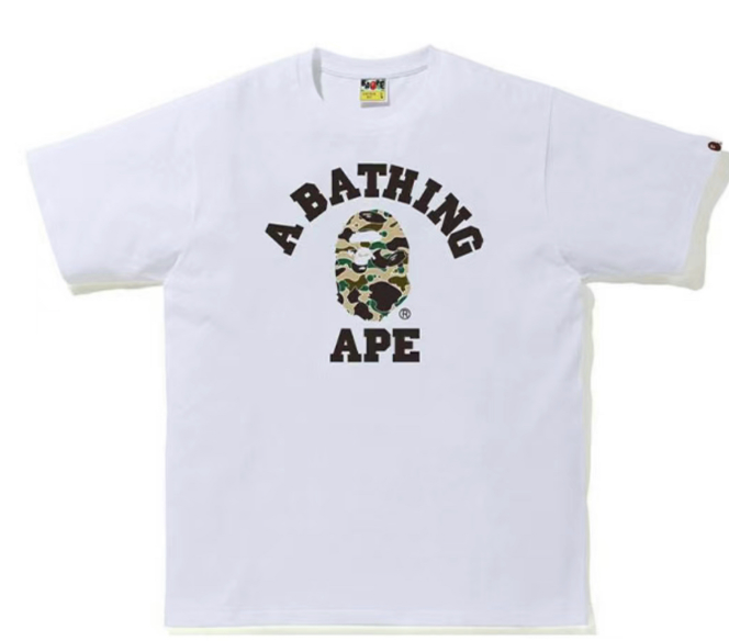 BAPE Abc College Light Green Camo Tee White
