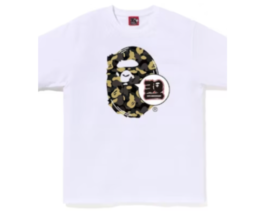 BAPE 30th Anniversary Beige Big Ape Head Tee White