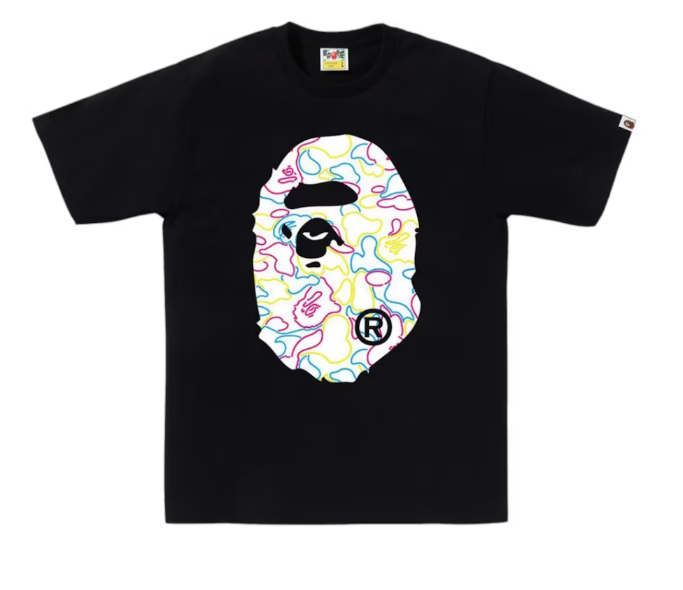 BAPE Neon Camo Big Ape Head Tee Black
