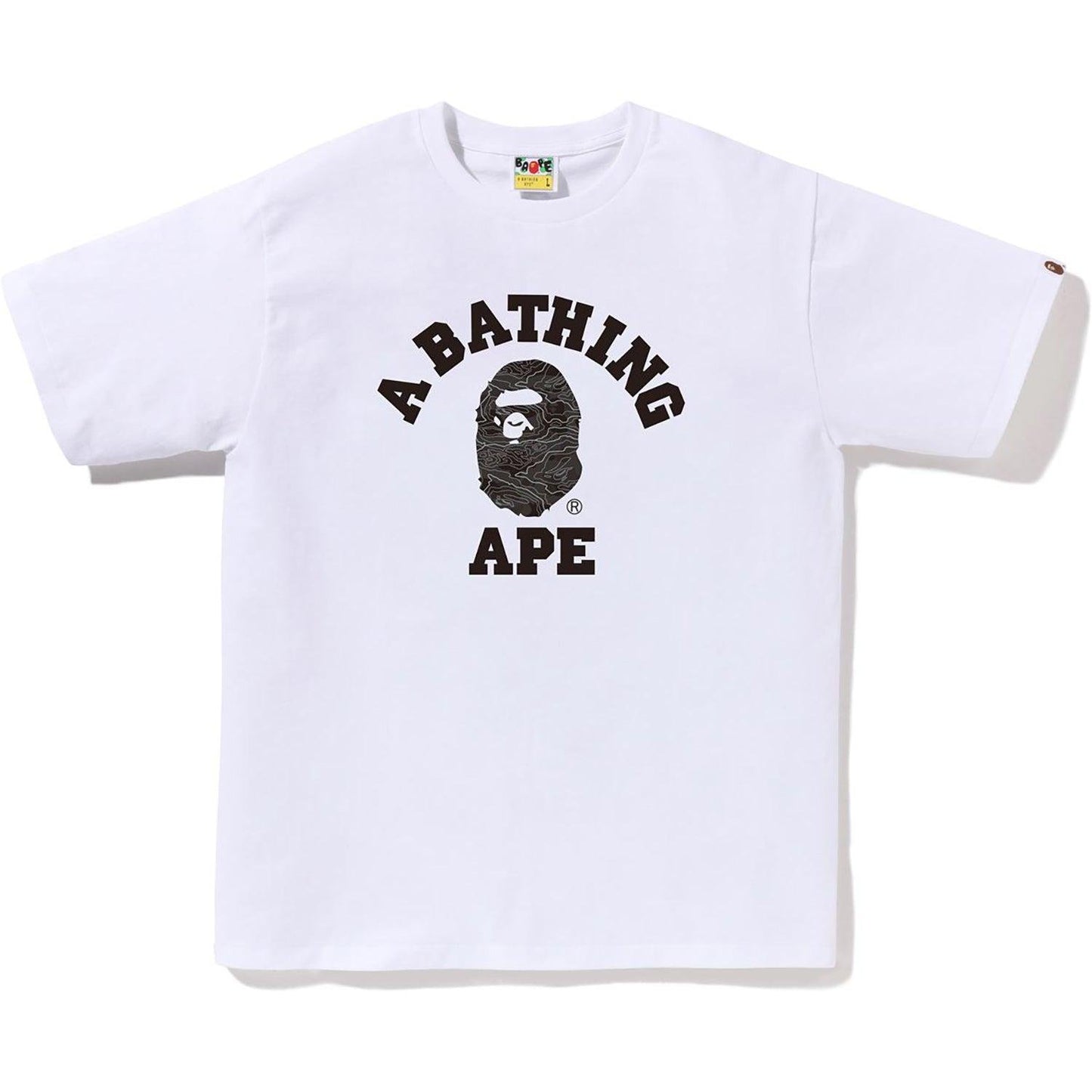 Promo BAPE Layered Line Camo College Tee Beige White