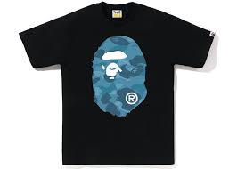 BAPE Honeycomb Camo Big Ape Head Tee Blue Black
