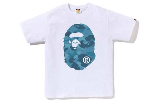 BAPE Honeycomb Camo Big Ape Head Tee Blue White