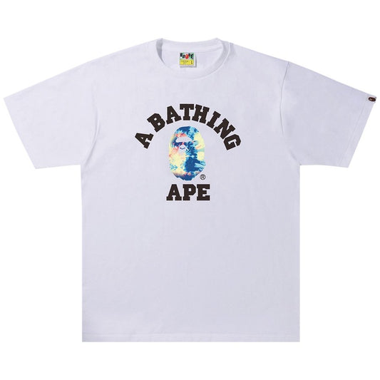 BAPE Tie Dye College Tee White Navy