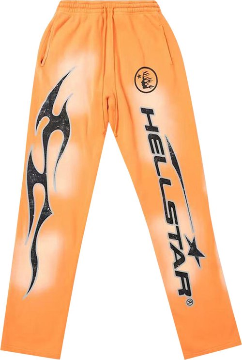 Hellstar Fire Orange Flare Bottom Sweatpants Orange Dye