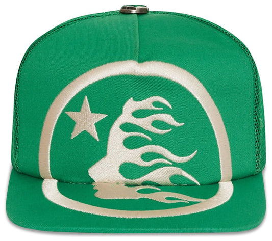 Hellstar Big Logo Trucker Snapback Hat Green