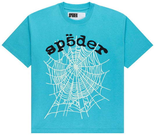 Sp5der Og Web v2 Cyan Tee
