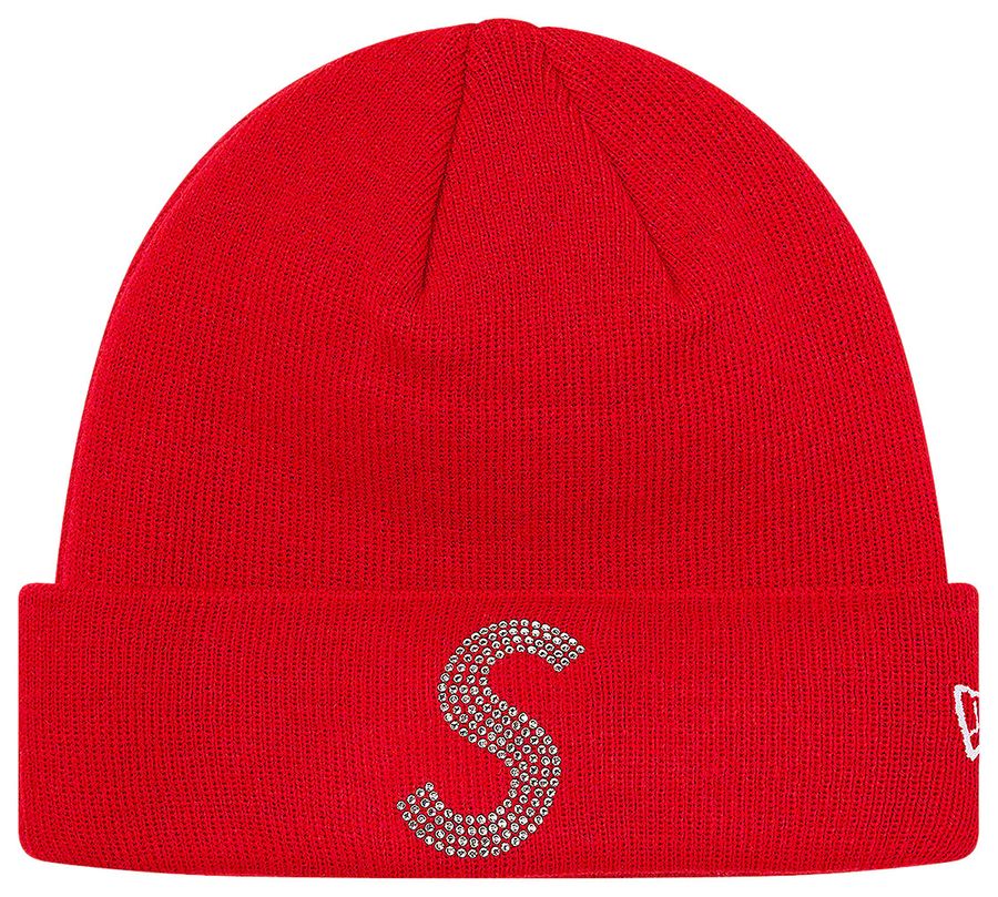 Supreme x New Era x Swarovski S Logo Beanie 'Red'