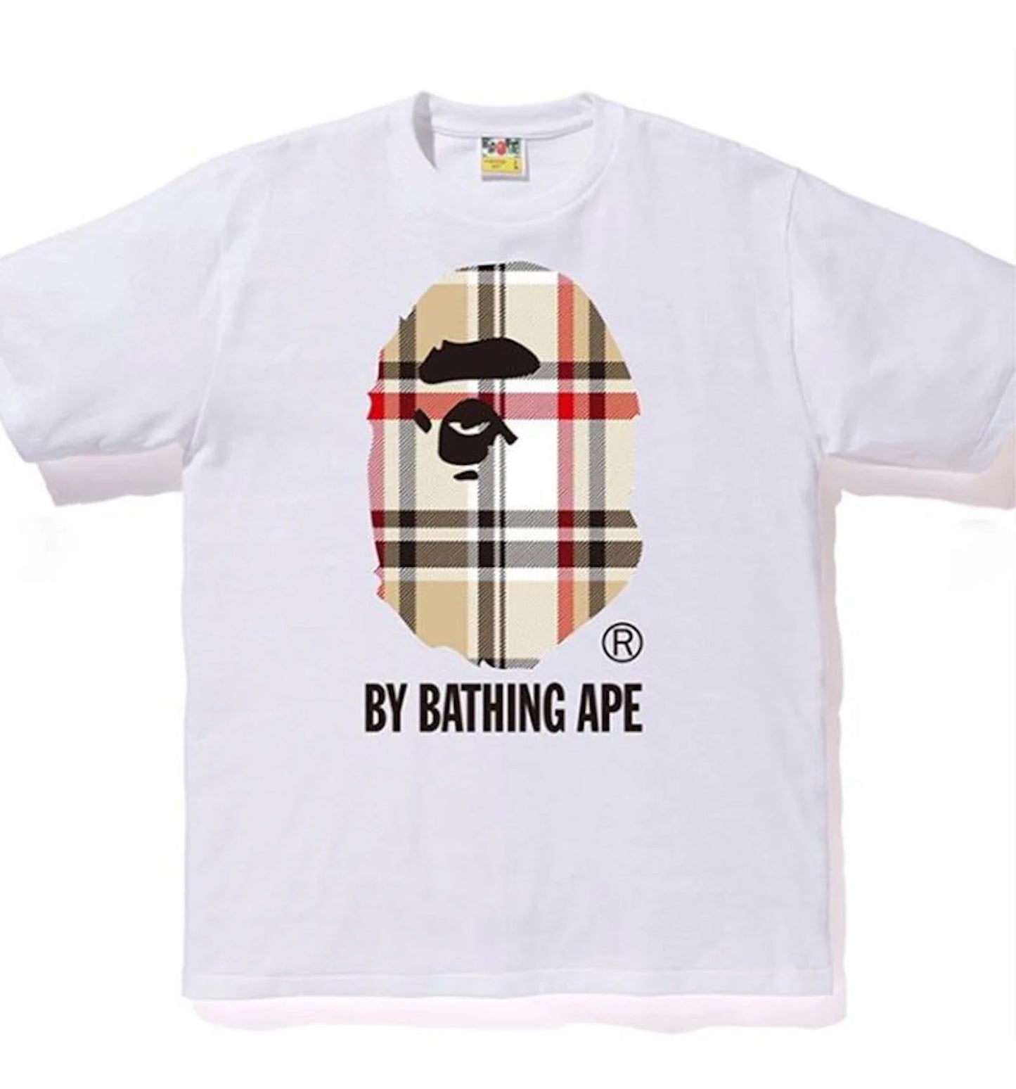 Promo BAPE A Bathing Ape Check by Bathing Tee Beige White