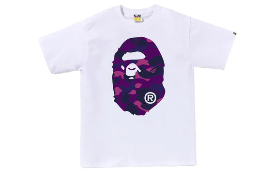 Promo BAPE Color Camo Big Ape Head Tee White Purple