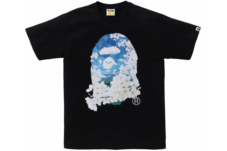 Promo BAPE Sakura Photo Ape Head Tee Black