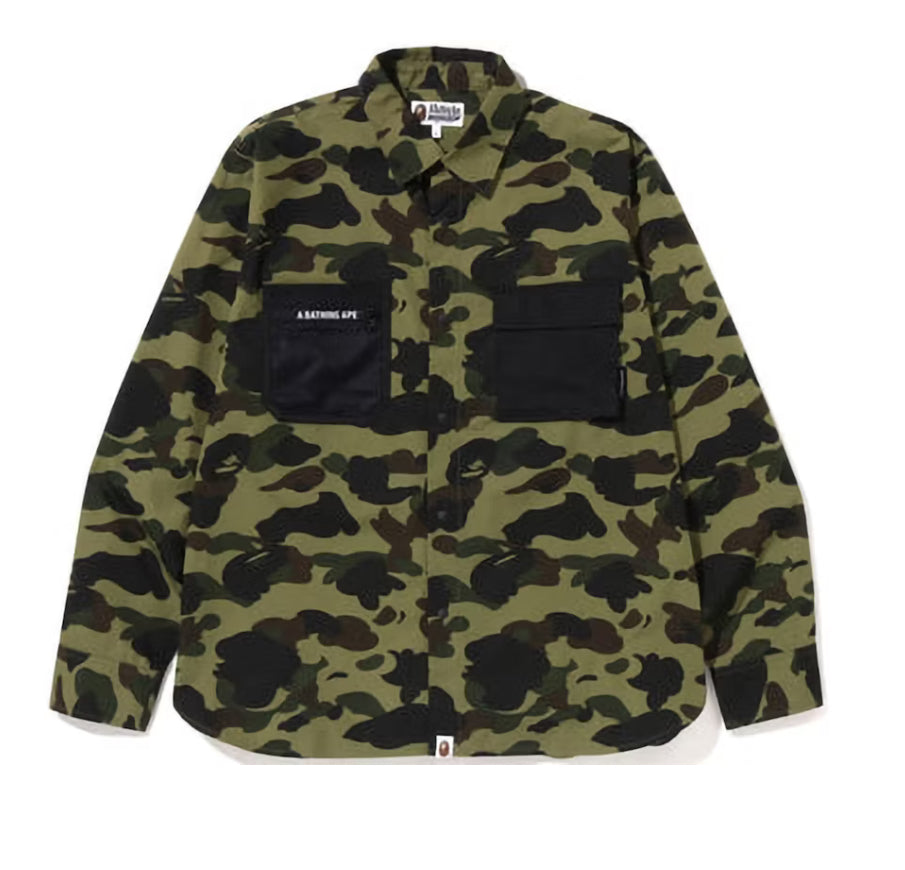 Promo BAPE 1St Camo Outdoor Detail Pocket Relaxed Fit Shirt Green