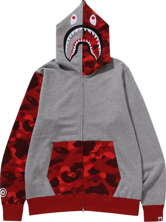 BAPE Color Camo Shark Full Zip Hoodie (FW23) Red