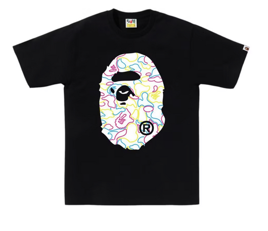 BAPE Neon Camo Big Ape Head Tee Black