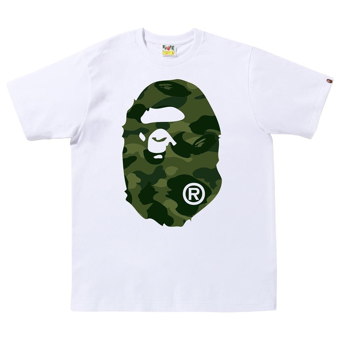 Promo BAPE Color Camo Big Ape Head Tee Green White