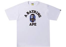 BAPE Logo Check College Tee Blue White