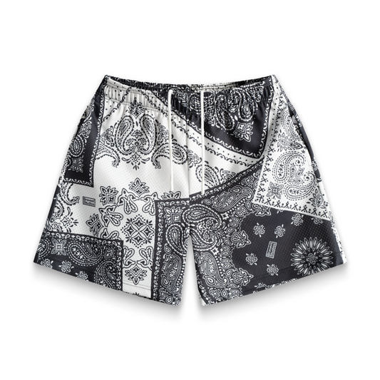 Promo Bravest Studios Black & White Paisley Shorts